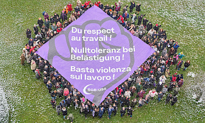 Die Delegation des SEV am feministischen Kongress des SGB.